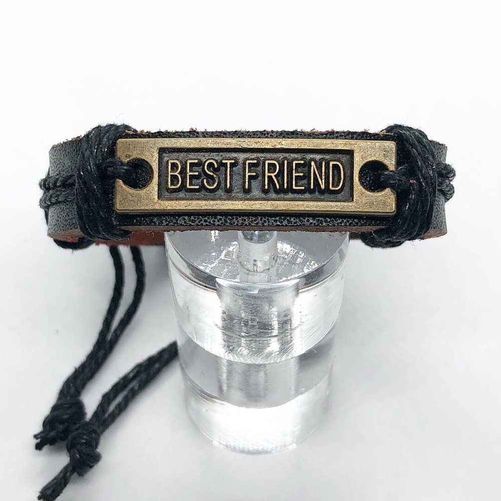 Black leather bracelet.